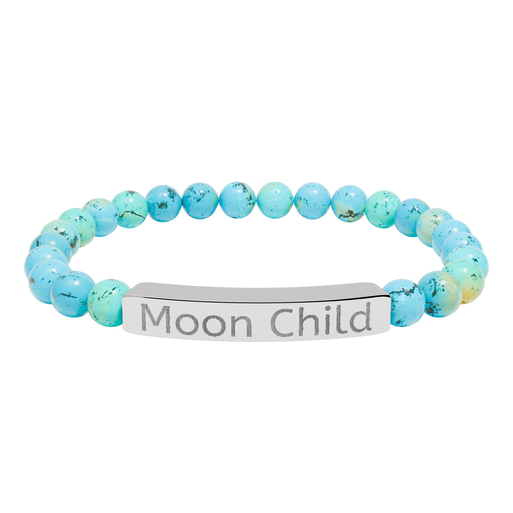 Moon Child Engraved Natural Stone Stretch Bracelet