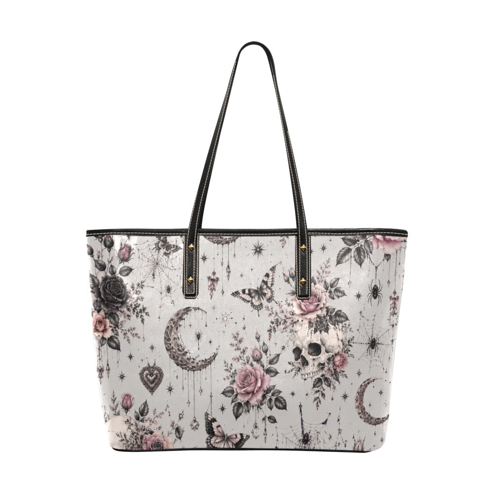 Lunar Lace Chic Leather Tote Bag
