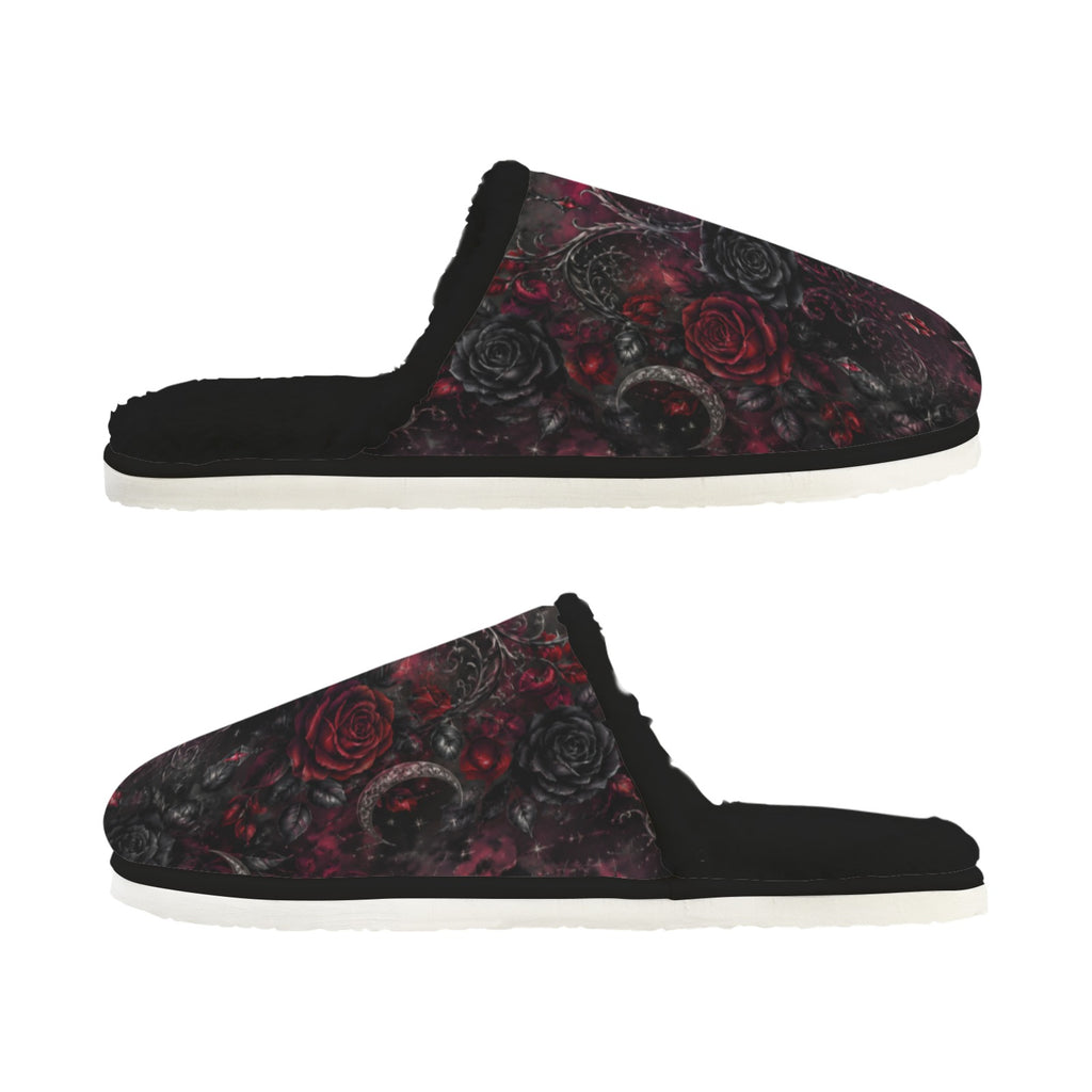 Black Scarlett Fur Lined House Slippers