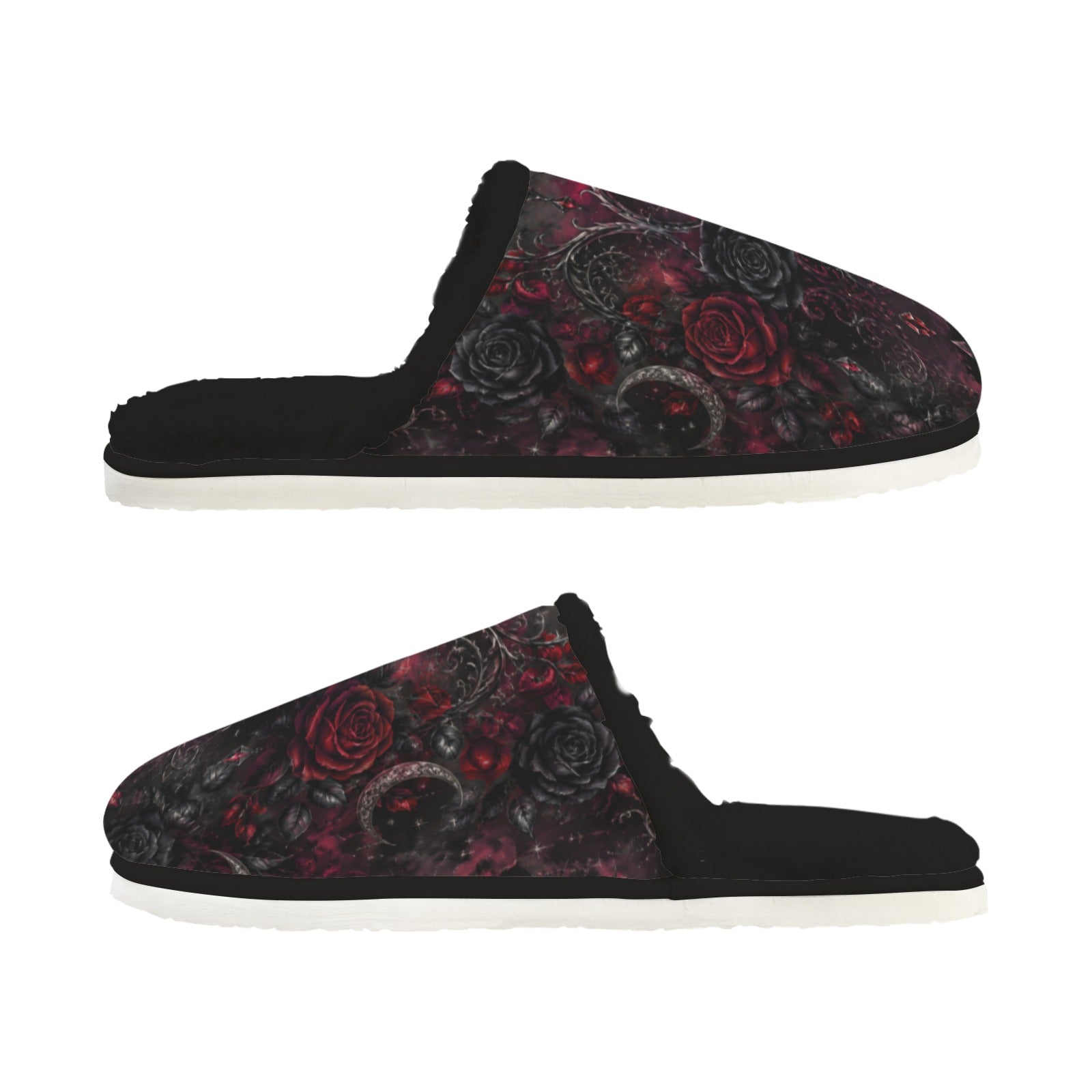 Black Scarlett Fur Lined House Slippers