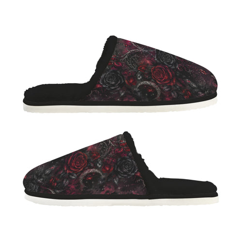 Black Scarlett Fur Lined House Slippers
