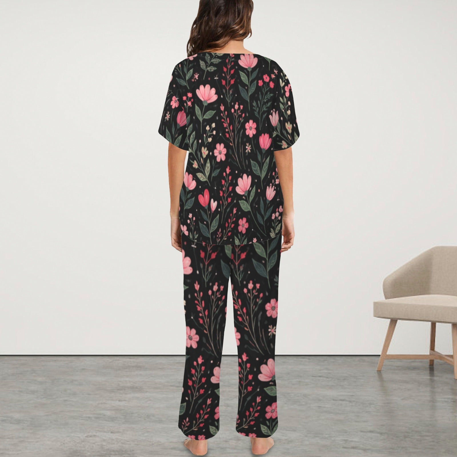 Flowers in Darkness Pajama Set