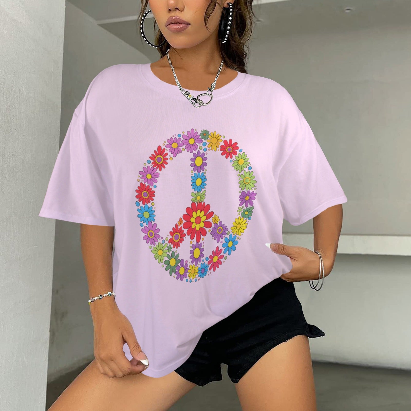 Floral peace Over Size Shirt