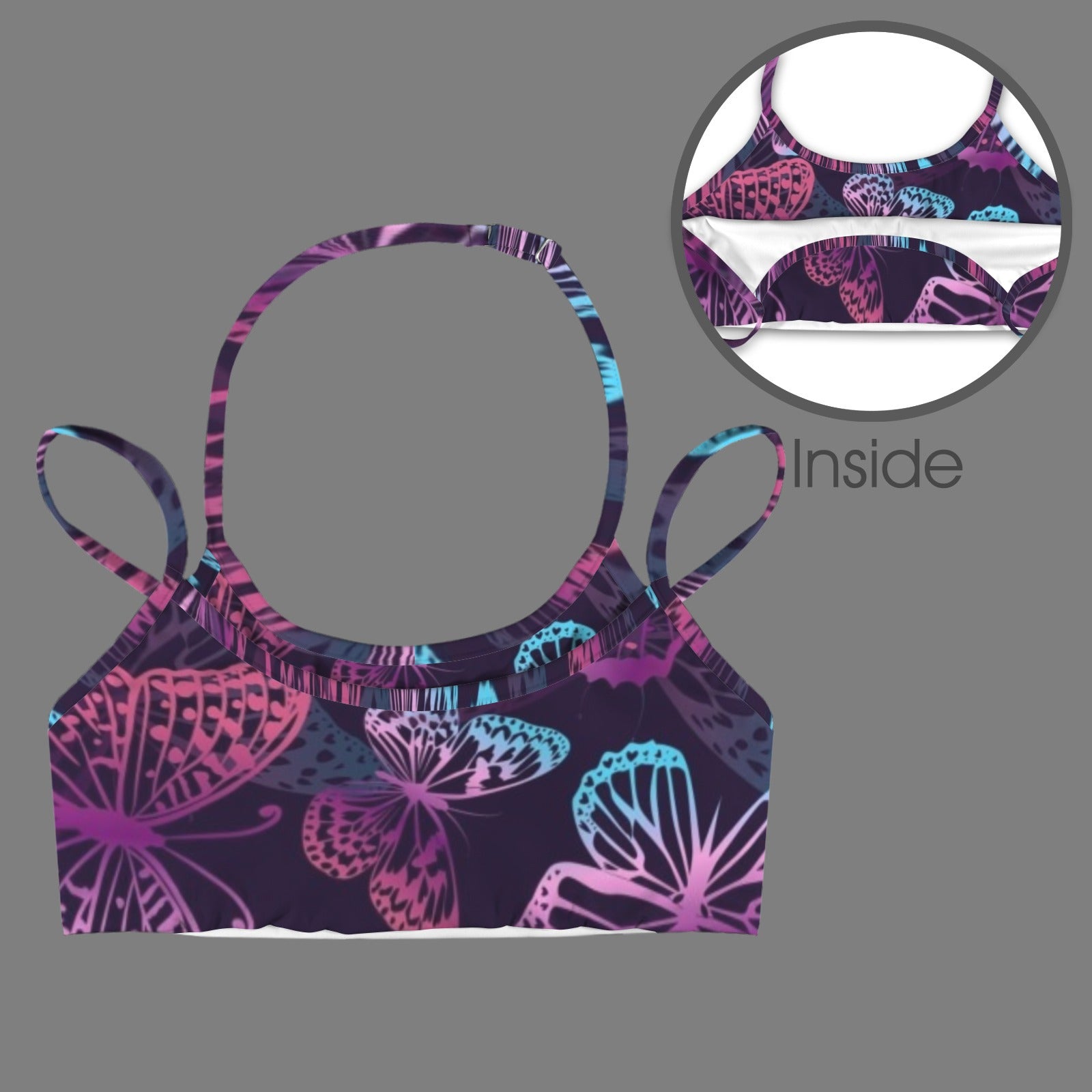 Galaxy Butterflies Double Strap Sports Bra