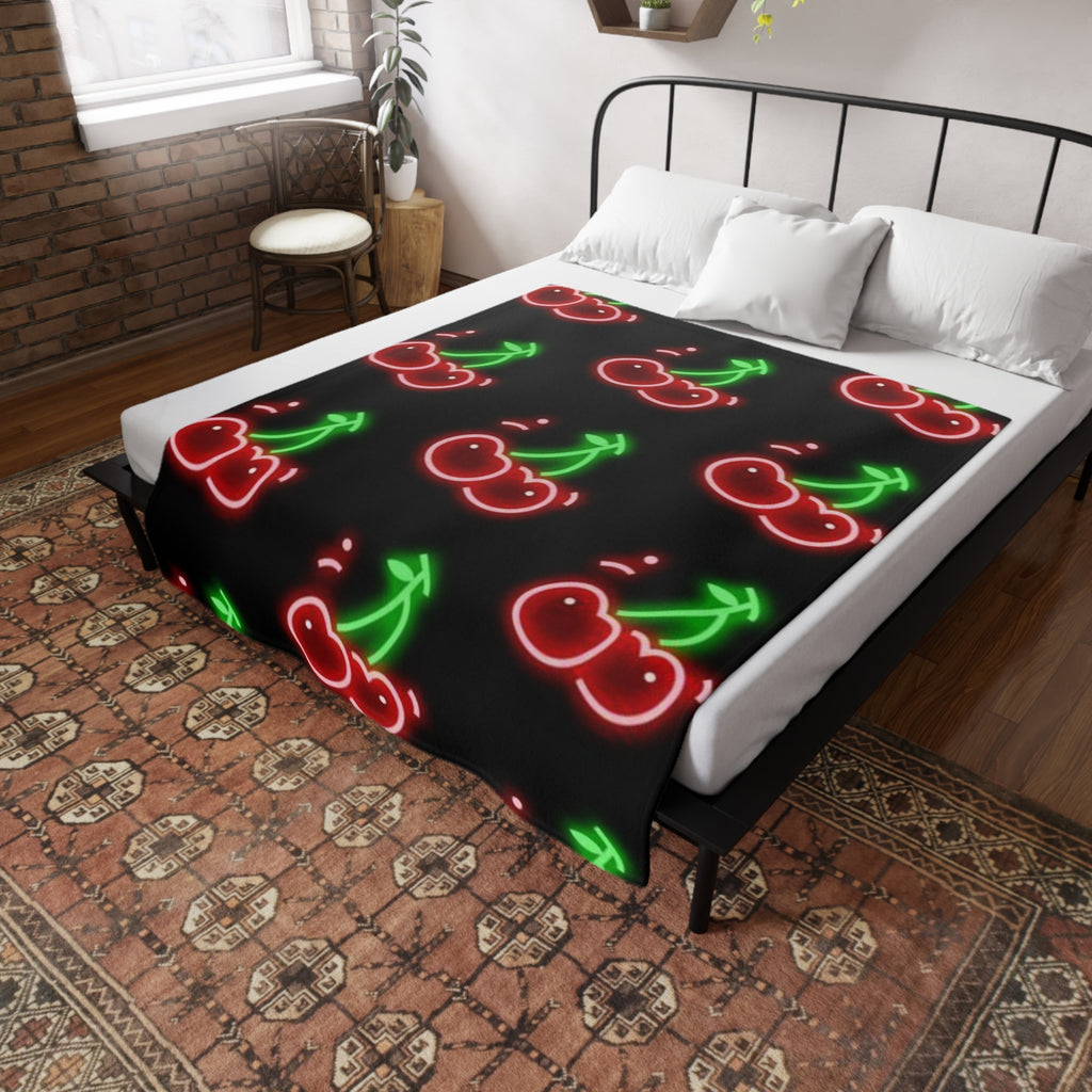 Neon Cherry Plush Fleece Blanket