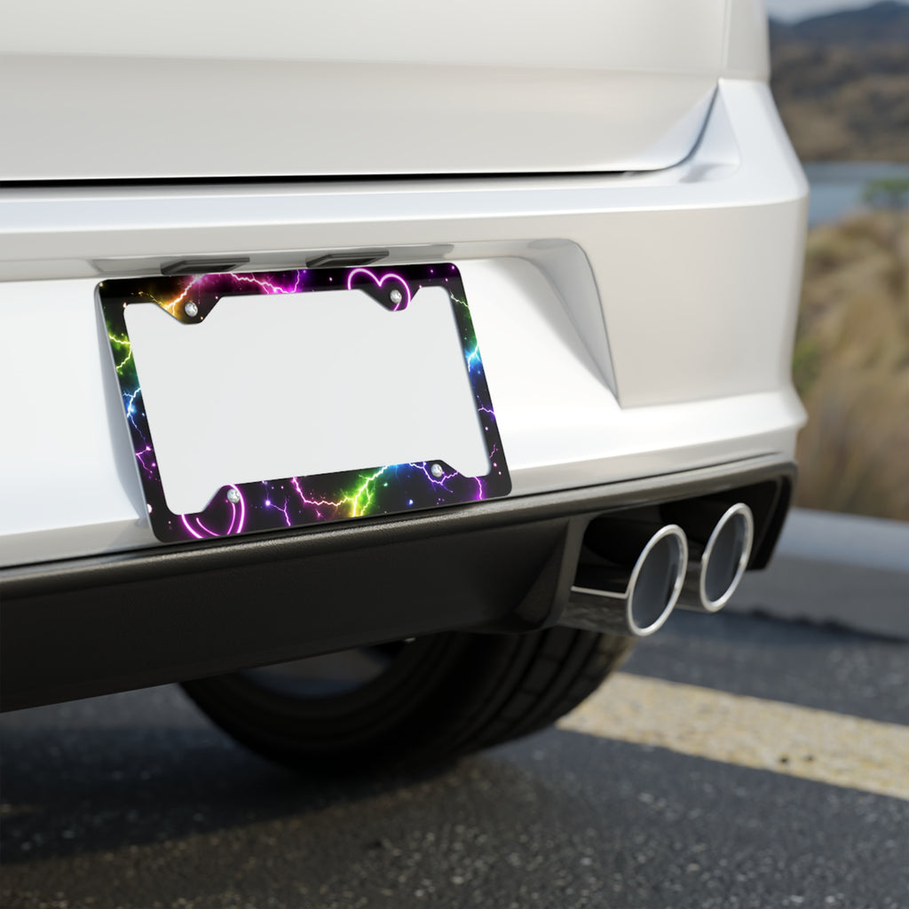 Electric Heart Metal License Plate Frame