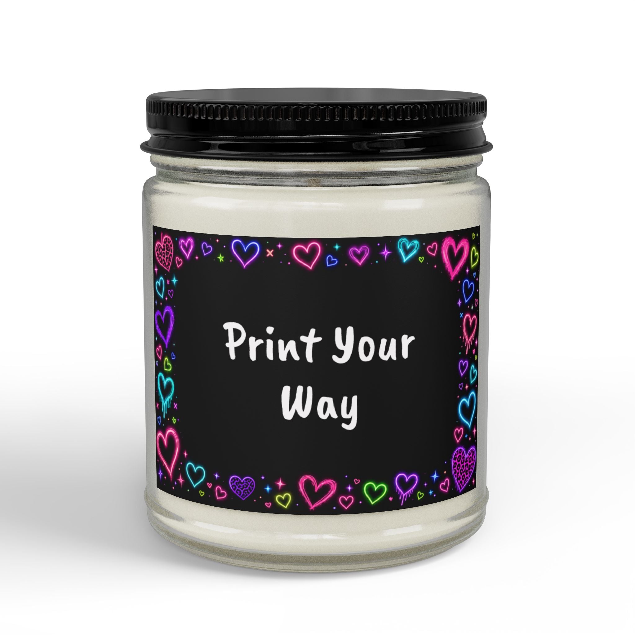 Personalized Heart Border Soy Candle 9oz