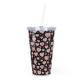 Pink Heart Pattern Tumbler with Straw
