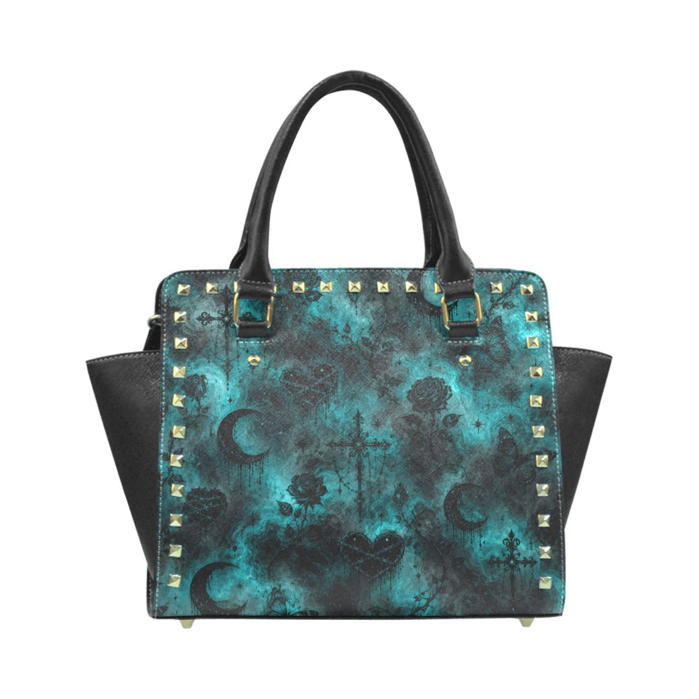 Emerald Halo Rivet Shoulder Hand Bag