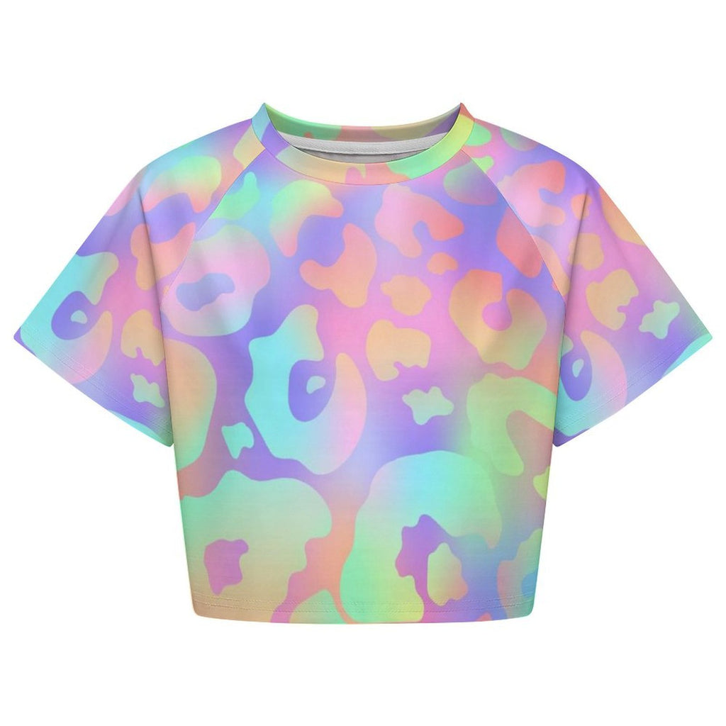 Custom Women's Short Sleeve Crew Neck Cropped Tee Crop T Shirt