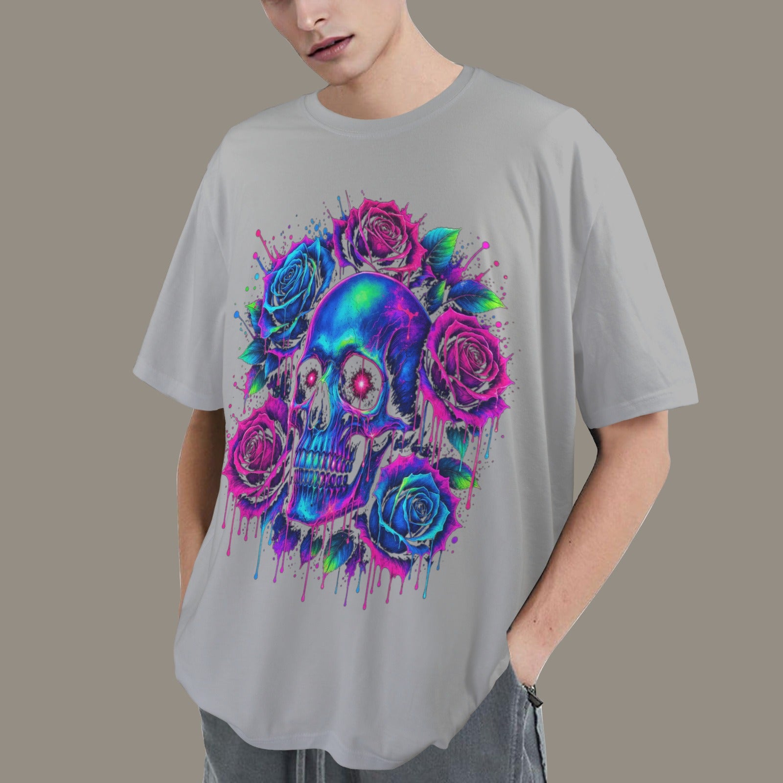 Neon Rose Skull OverSize Shirt