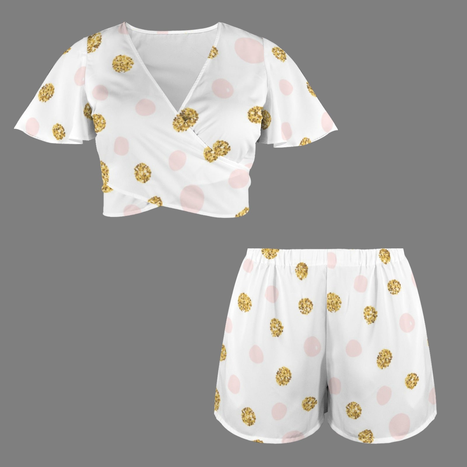 Golden Drop Crop Top & Pocket Short Set