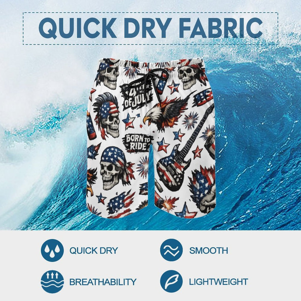 Custom Men's Quick Dry Swim Trunks Elastic Waist Drawstring Beach Shorts