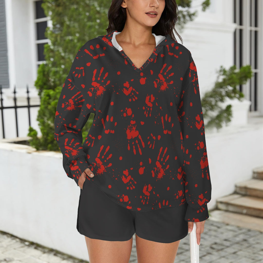 Red Hand Hoodie & Draw String Short Set
