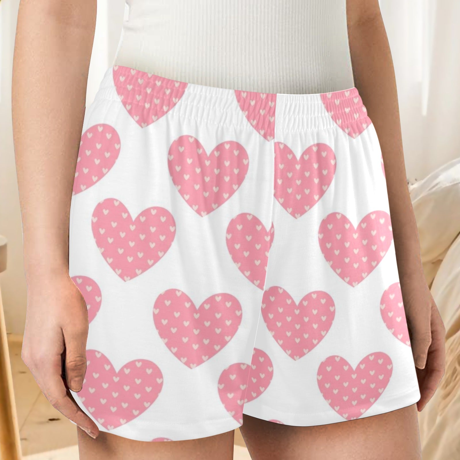 Pink Hearts Pajama Shorts