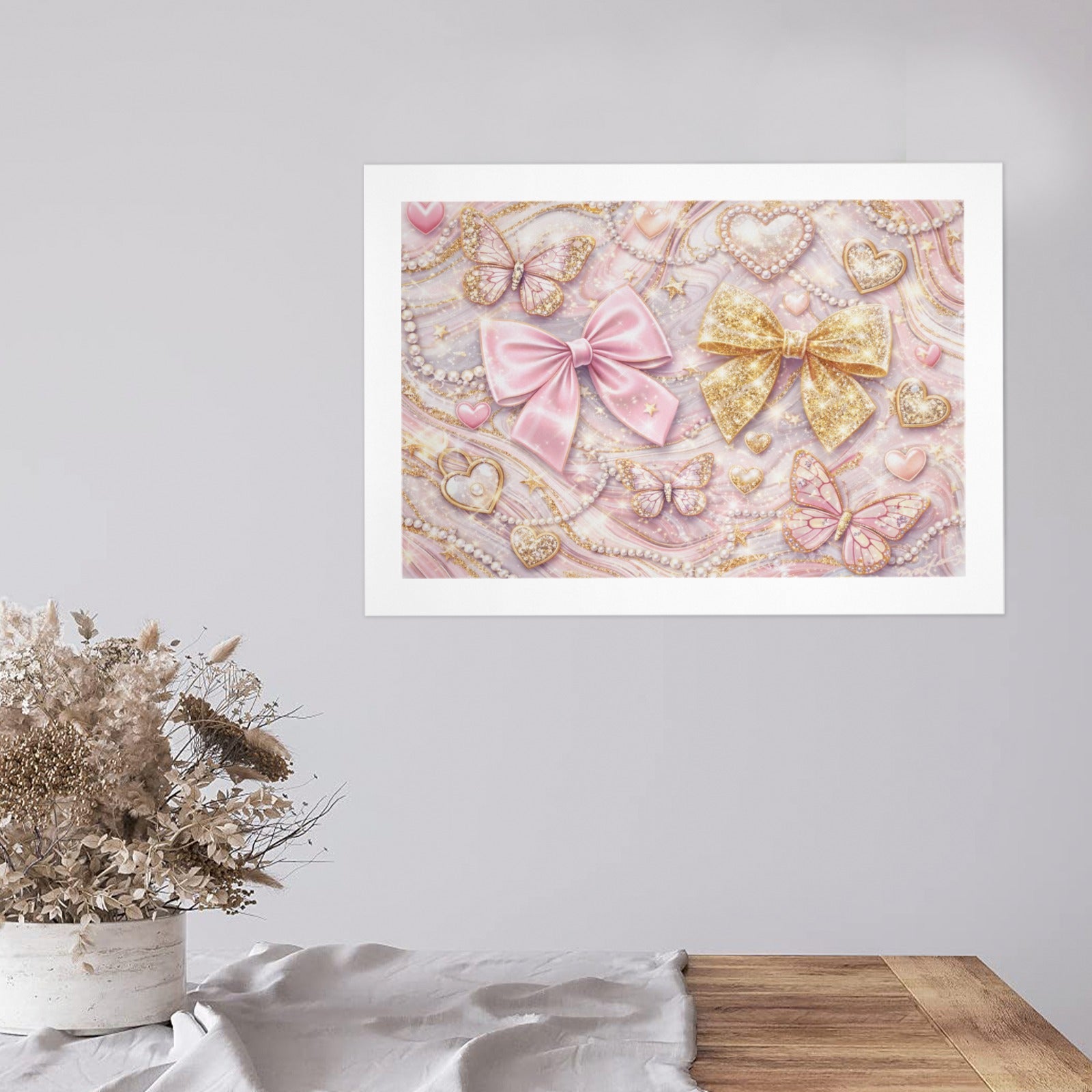 16"X12" Glitter Bow Wall Art