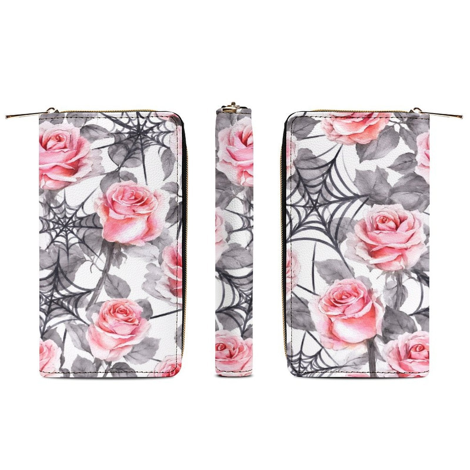 Custom Large Capacity Zip Around Wallet PU Leather Clutch Purse With Multi-Layer Slots