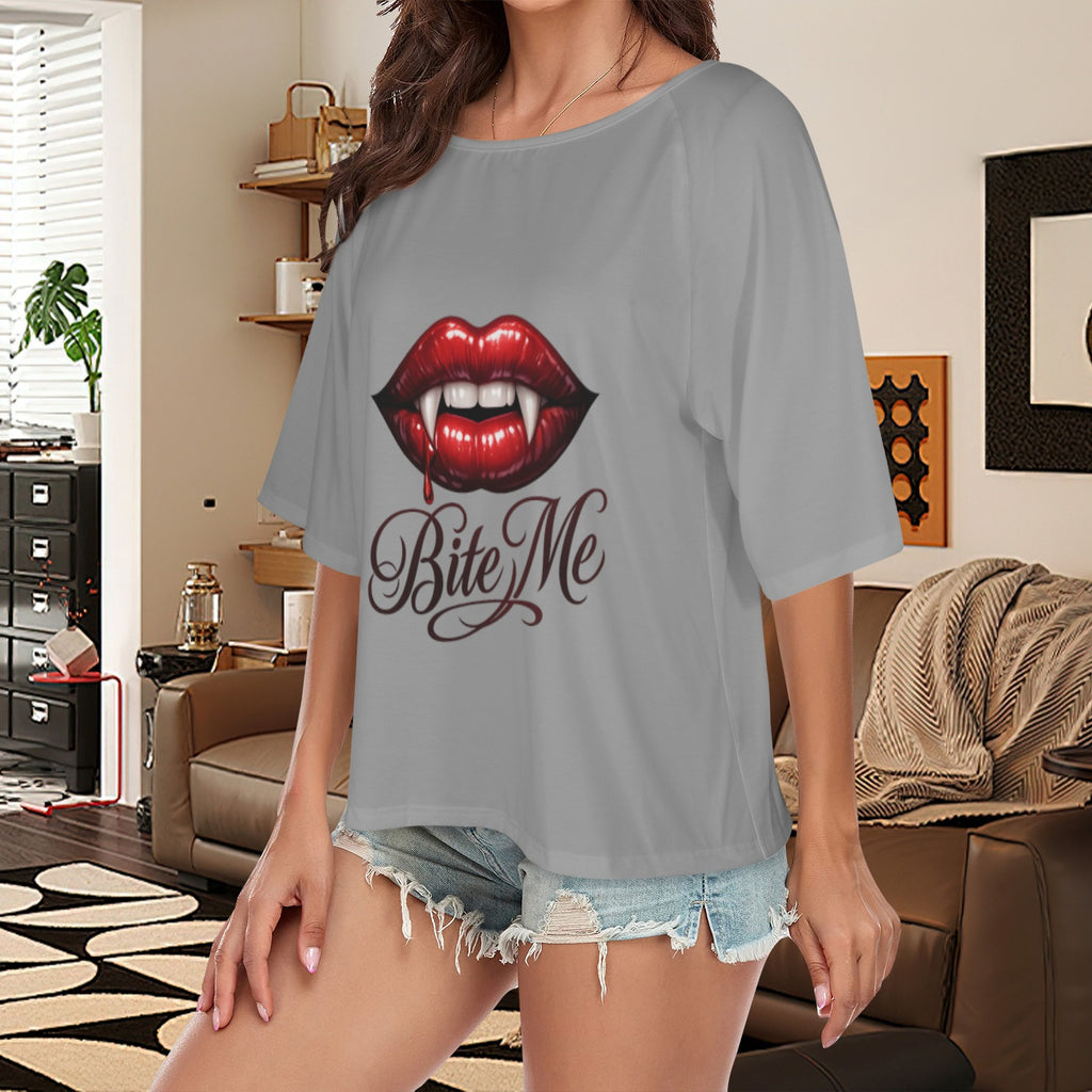 Bite Me Babe Off Shouder T Shirt