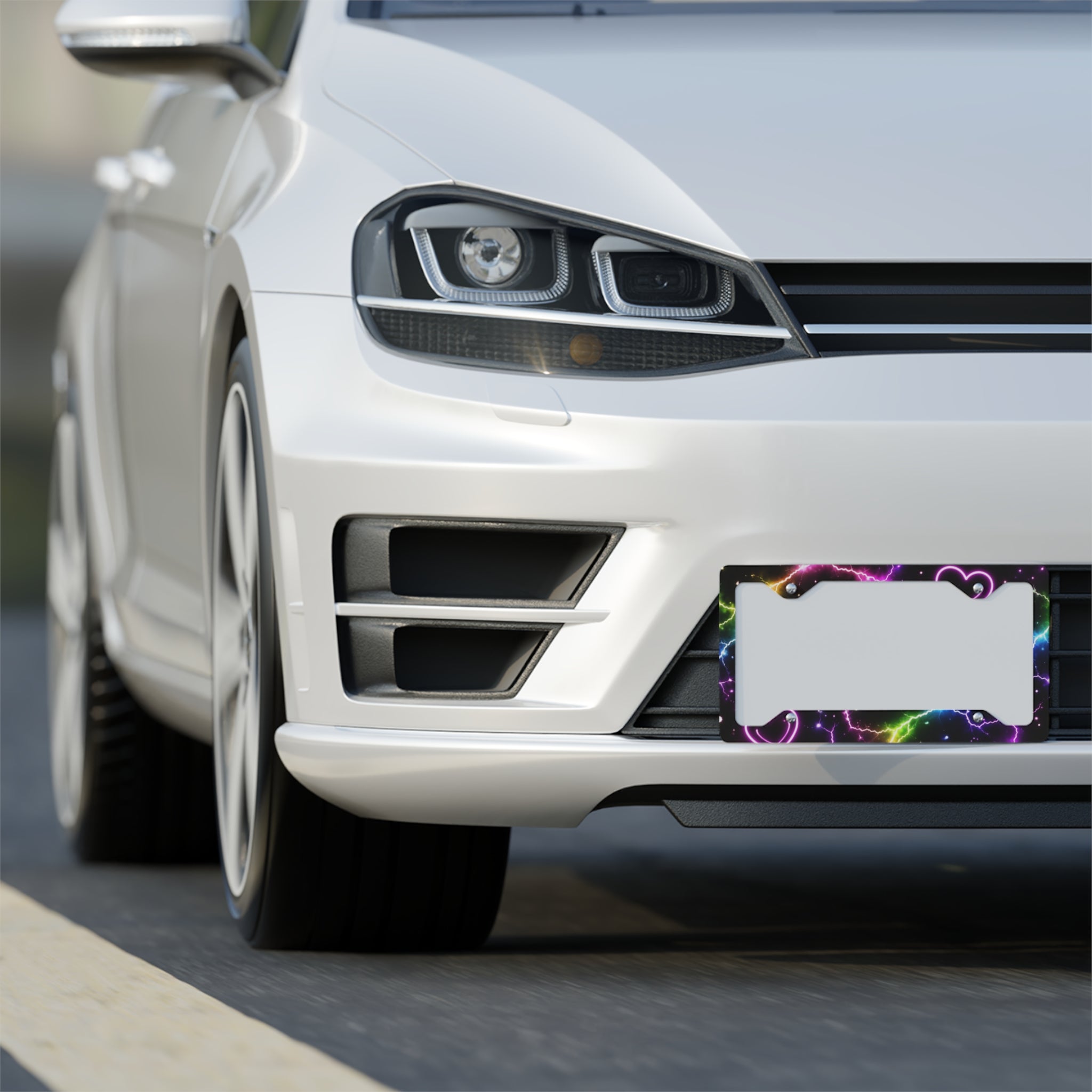 Electric Heart Metal License Plate Frame