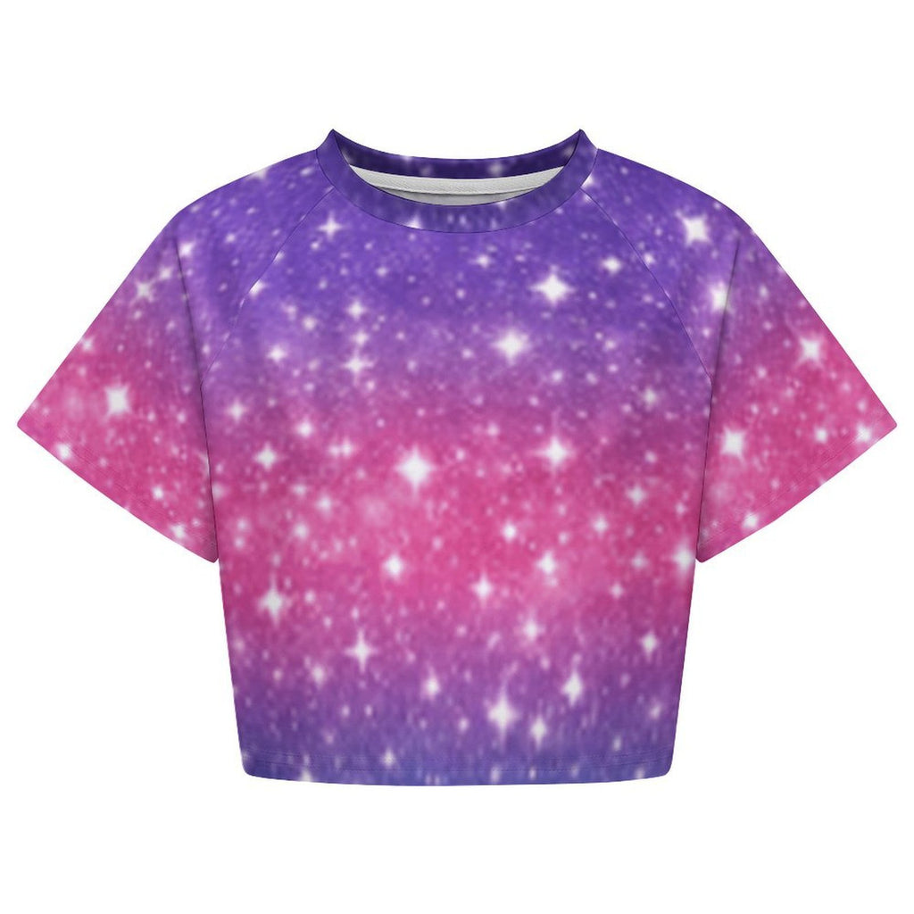 Custom Women's Short Sleeve Crew Neck Cropped Tee Crop T Shirt