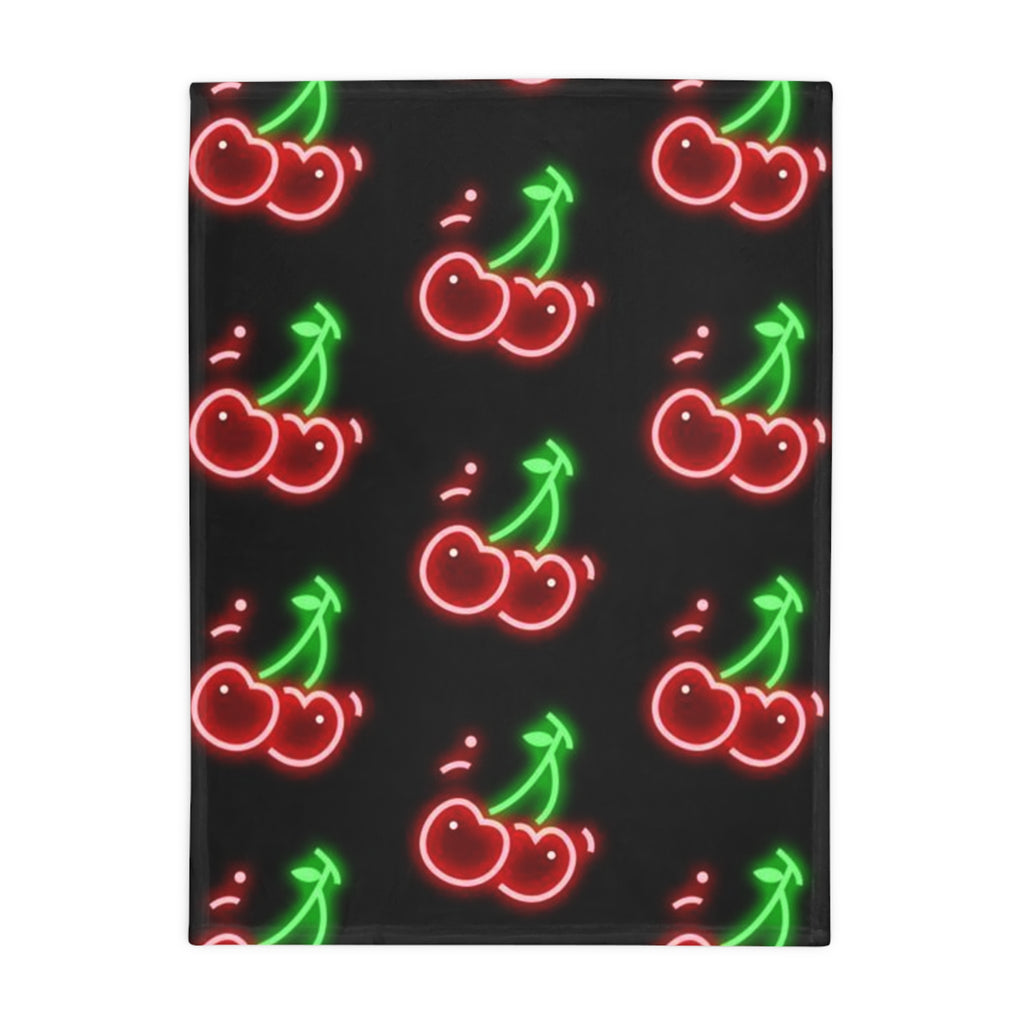 Neon Cherry Plush Fleece Blanket