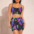 Neon Feather Top &Skirt Set