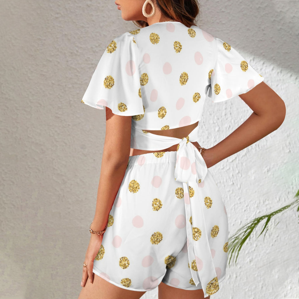 Golden Drop Crop Top & Pocket Short Set