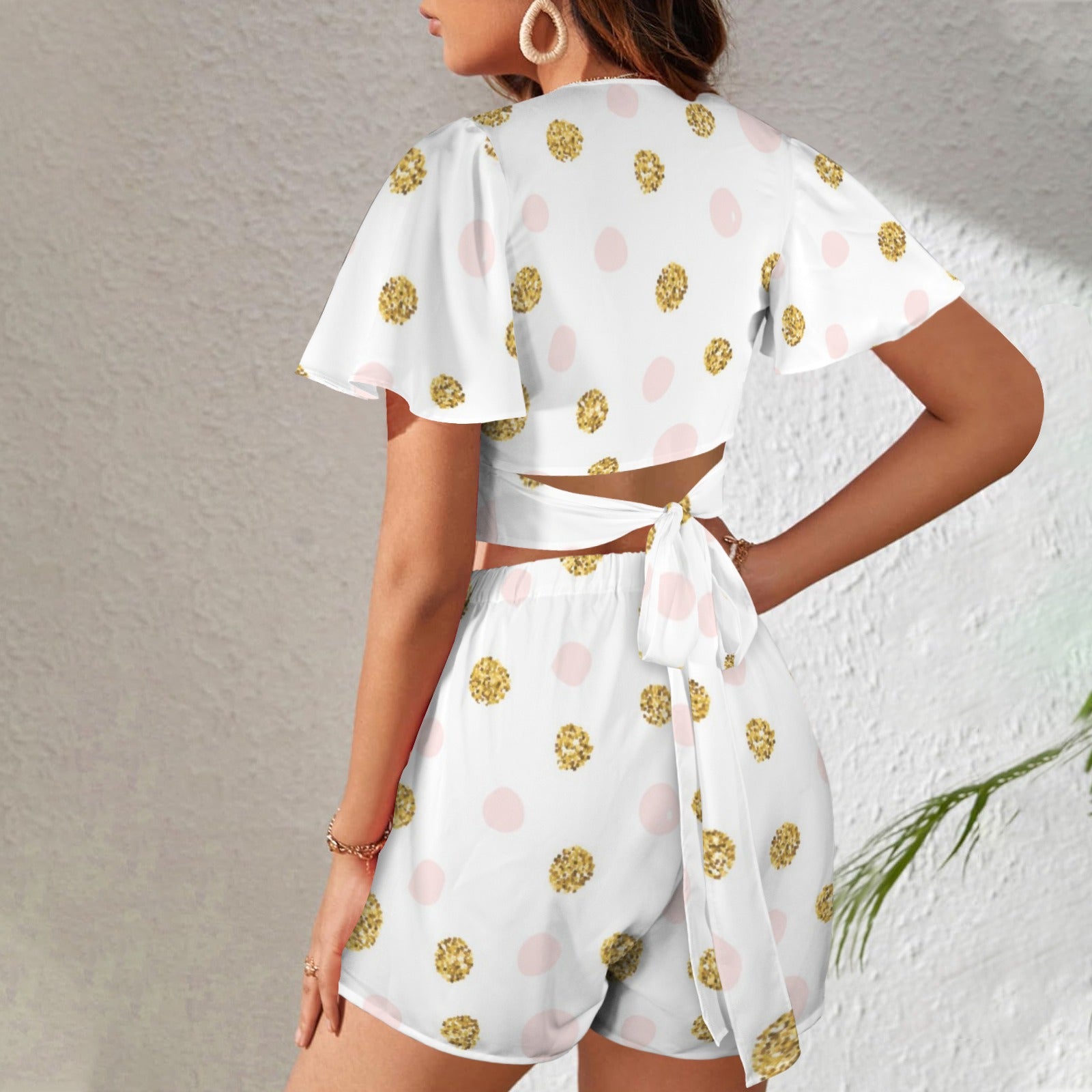 Golden Drop Crop Top & Pocket Short Set