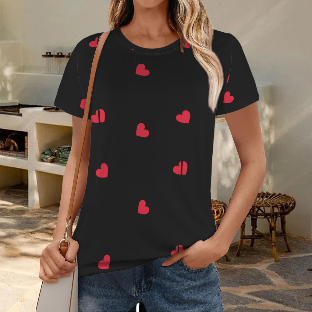 Nine red hearts on checkered background