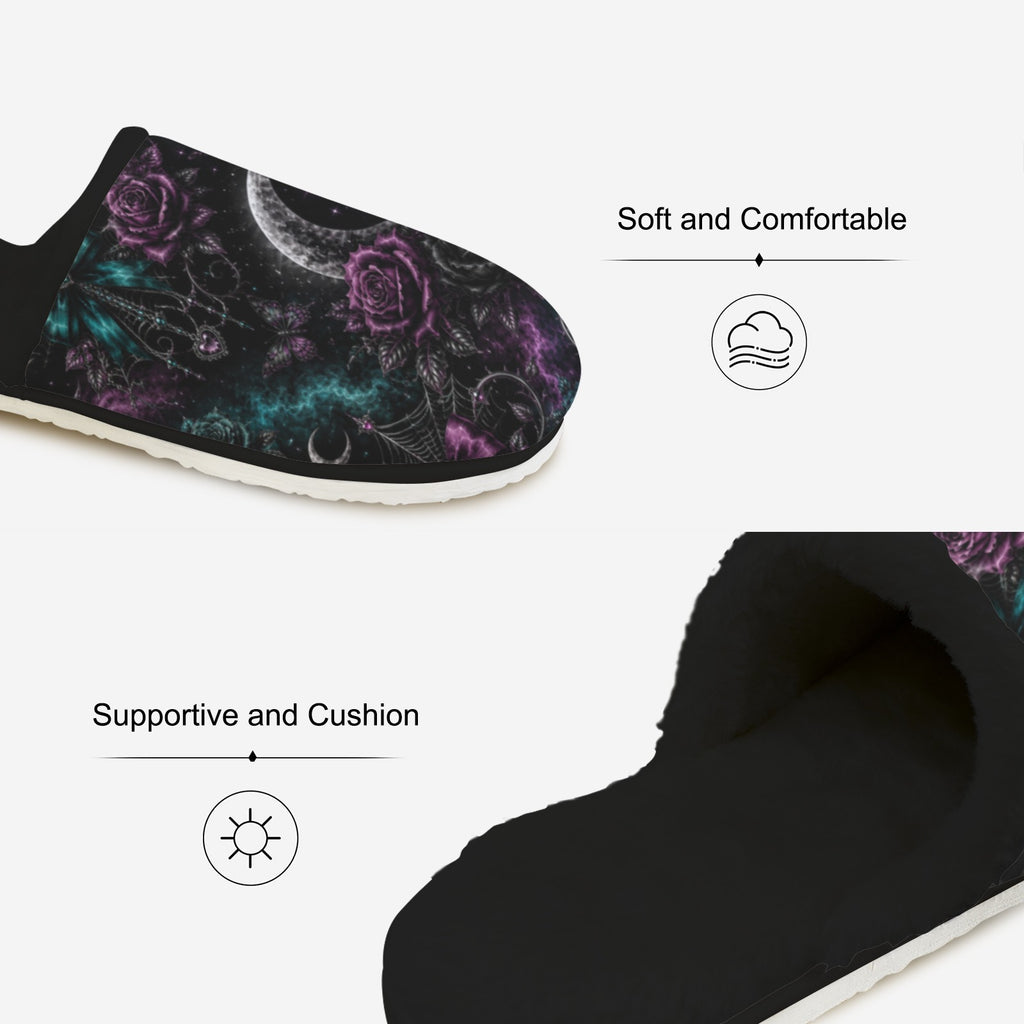 Midnight Lux Fur Lined House Slippers
