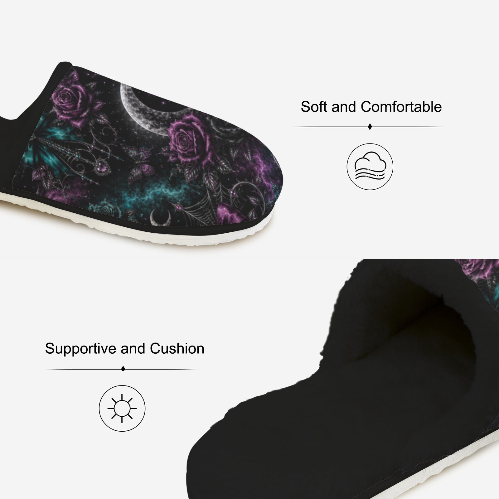 Midnight Lux Fur Lined House Slippers