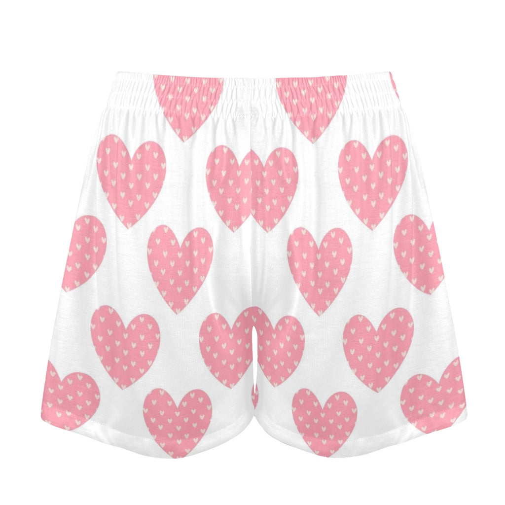 Pink Hearts Pajama Shorts