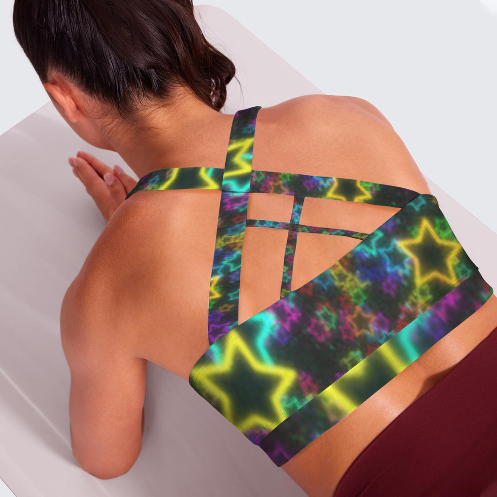 Galaxy Star Crisscross Back Sports Bra