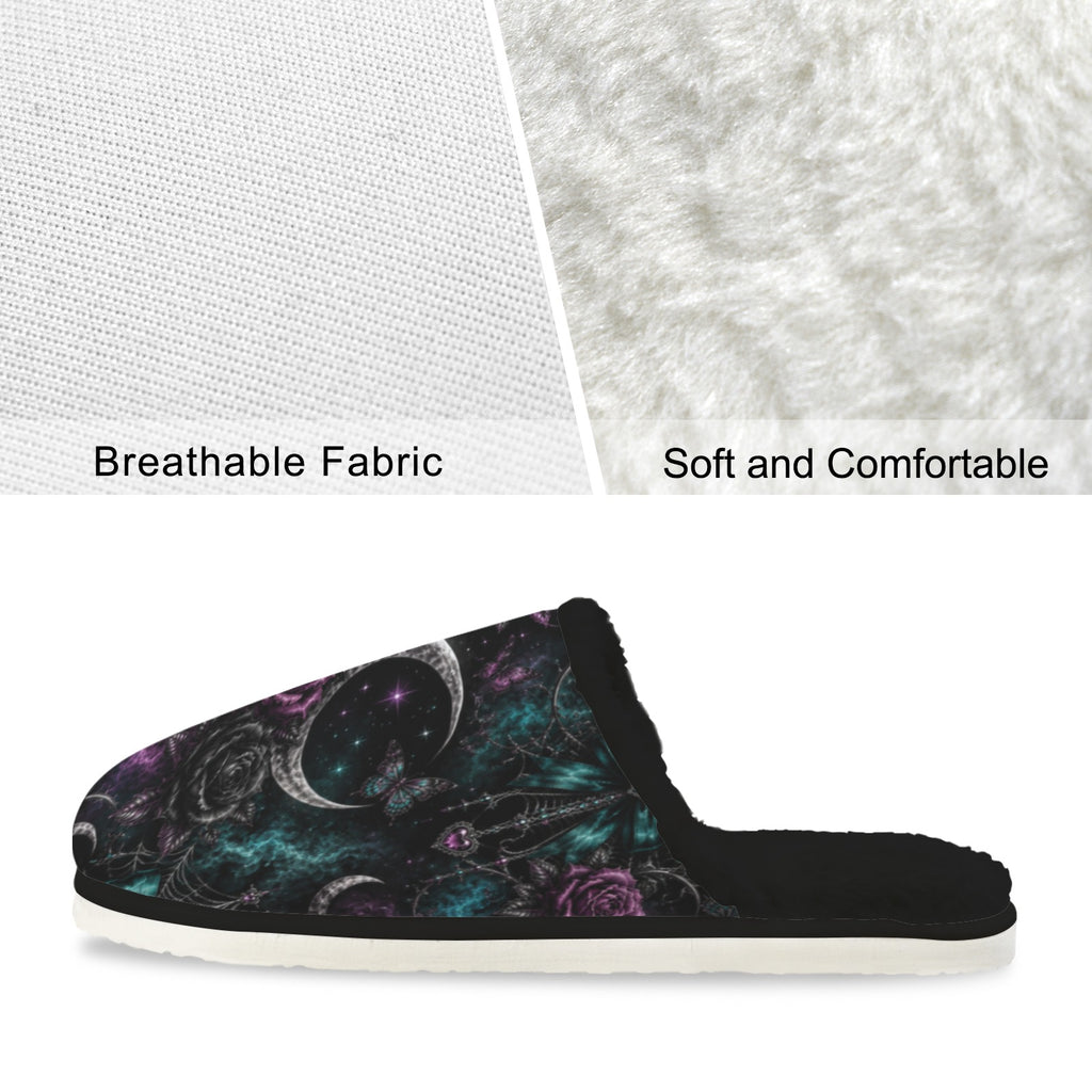 Midnight Lux Fur Lined House Slippers