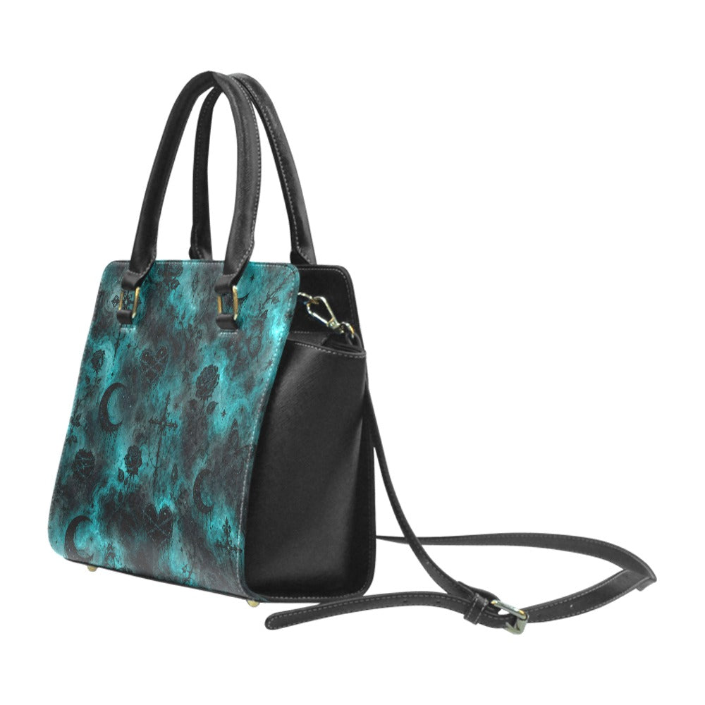 Emerald Halo Rivet Shoulder Hand Bag
