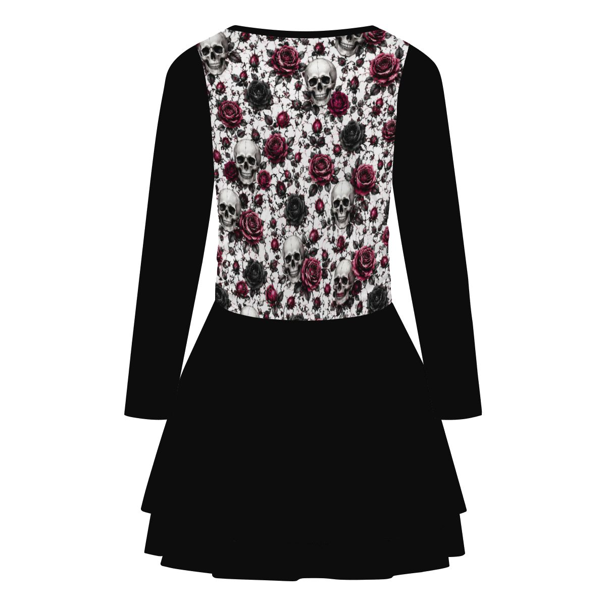 Crimson Bloom Square Neck Long Sleeve Ruffle Mini Dress