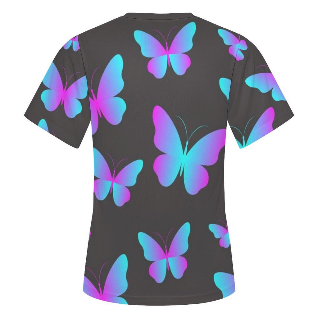 Custom Women's Mesh Sheer T-Shirt Crew Neck Short Sleeve Casual Top