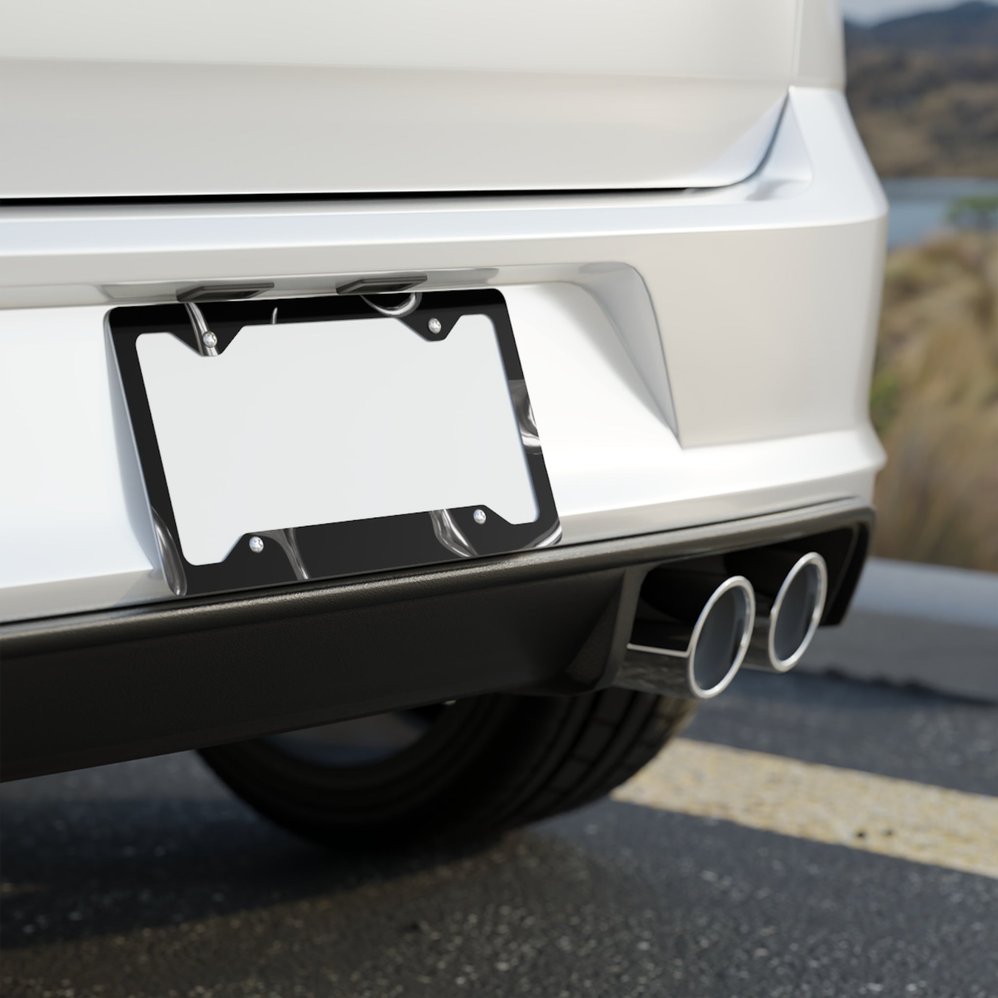 Silver Night Metal License Plate Frame