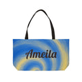 Personalized Blue Lemon Swirl Weekender Tote Bag