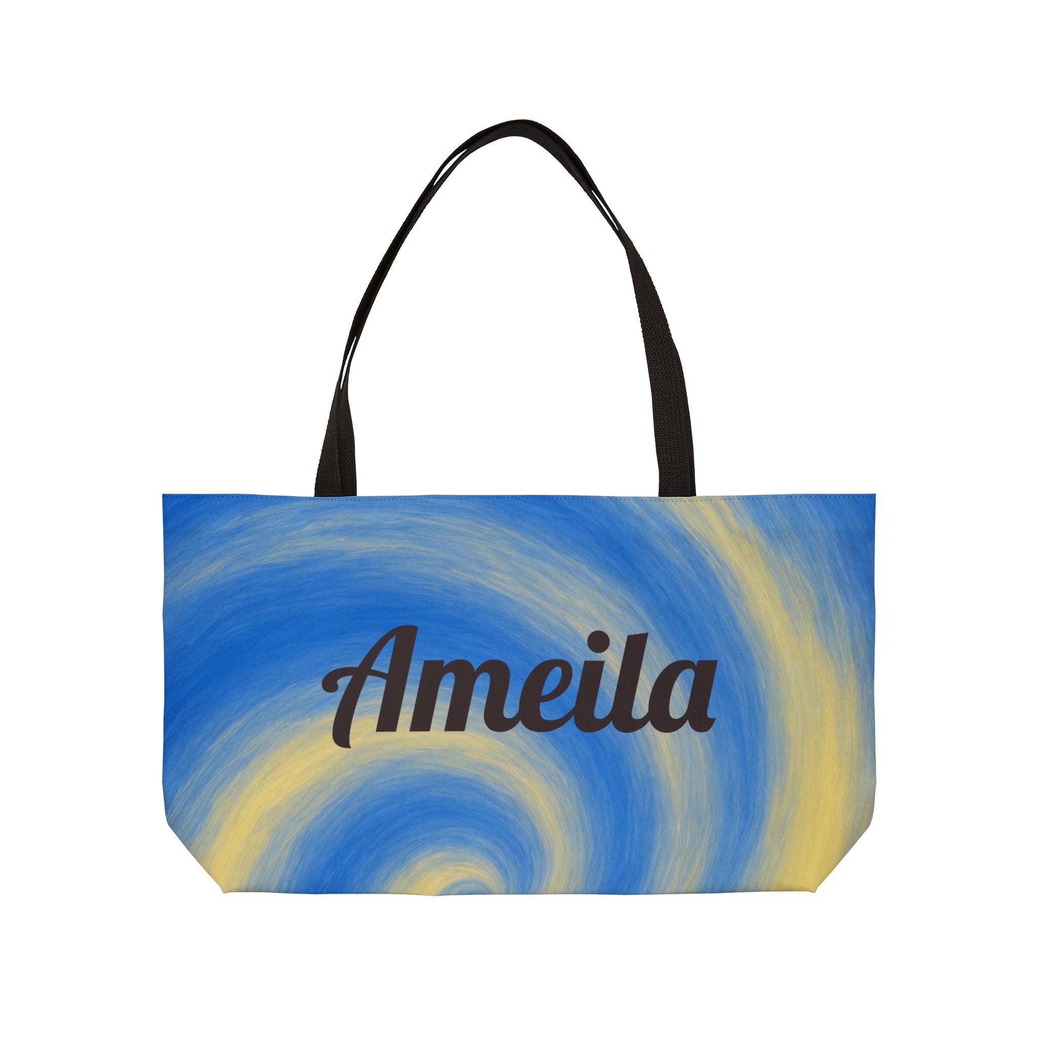Personalized Blue Lemon Swirl Weekender Tote Bag