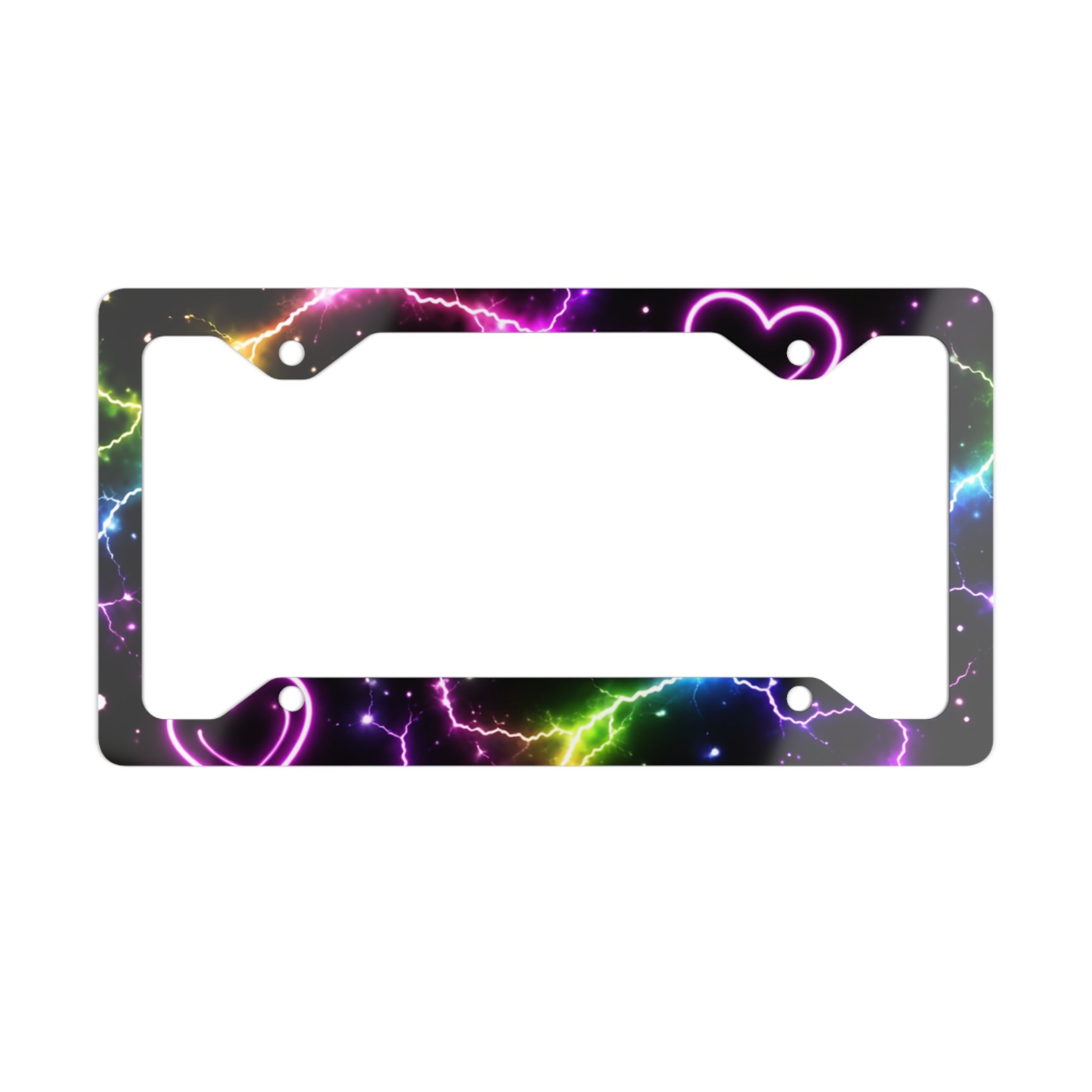 Electric Heart Metal License Plate Frame