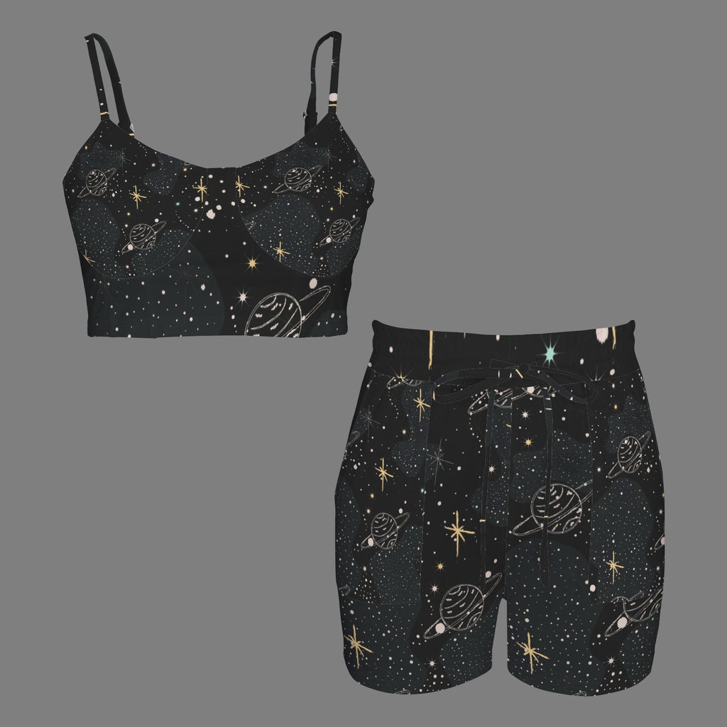 Gold Space Cami Crop & High Waist Short Set
