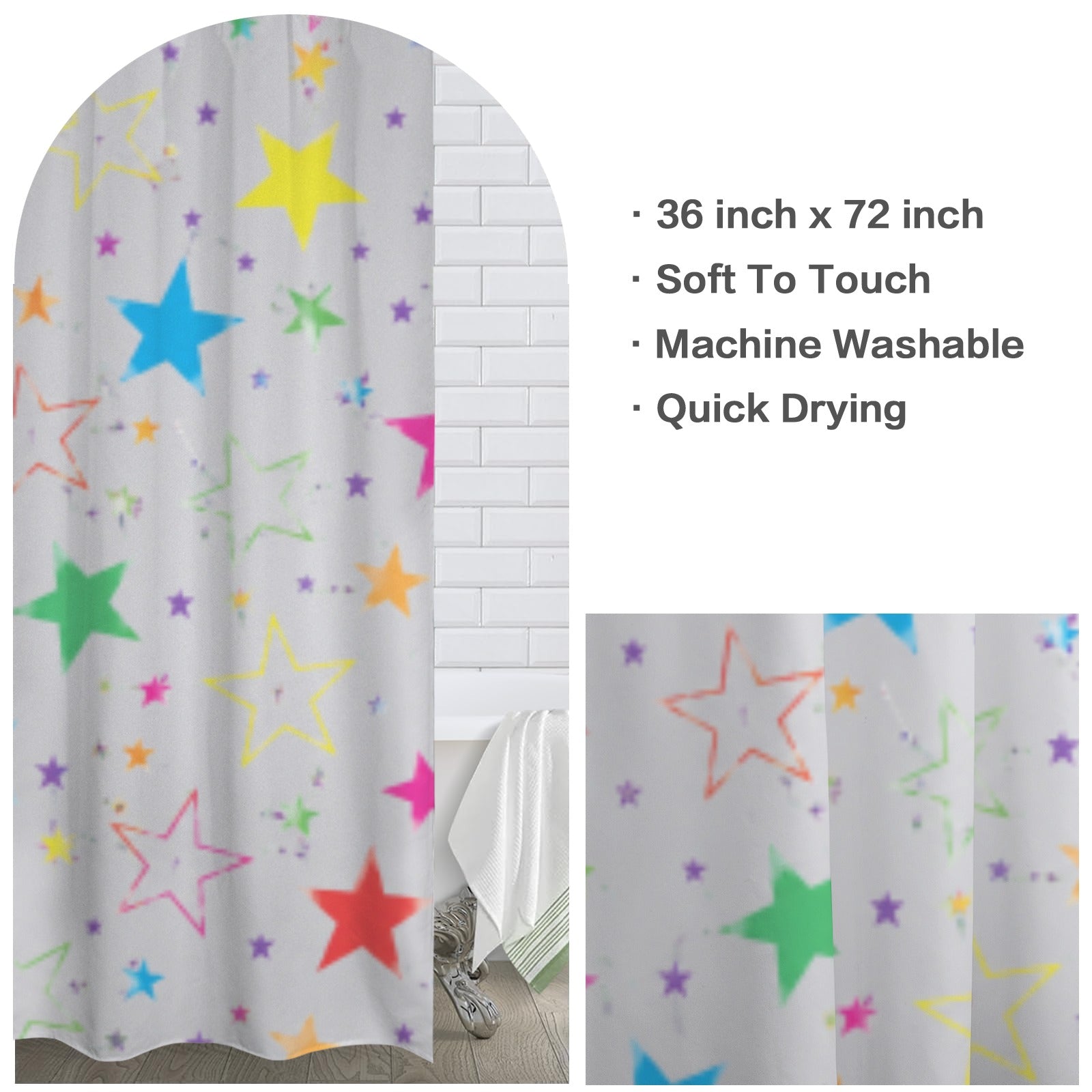 Neon Star Burst Shower Curtain 36"x72"