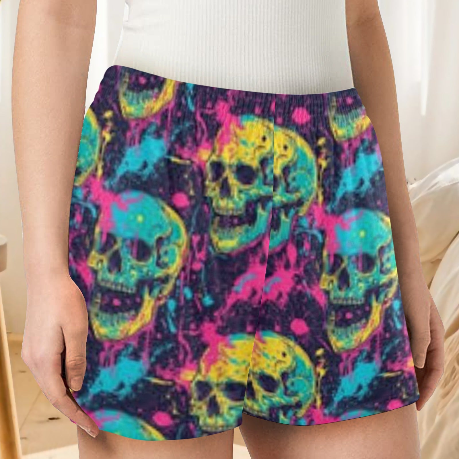 Color Skull Pajama Shorts
