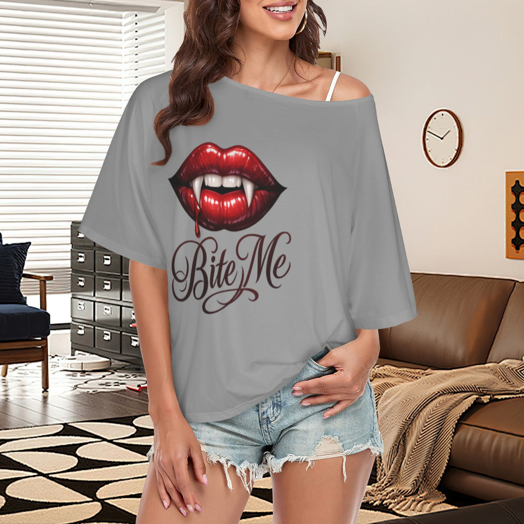 Bite Me Babe Off Shouder T Shirt