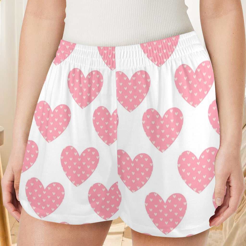 Pink Hearts Pajama Shorts