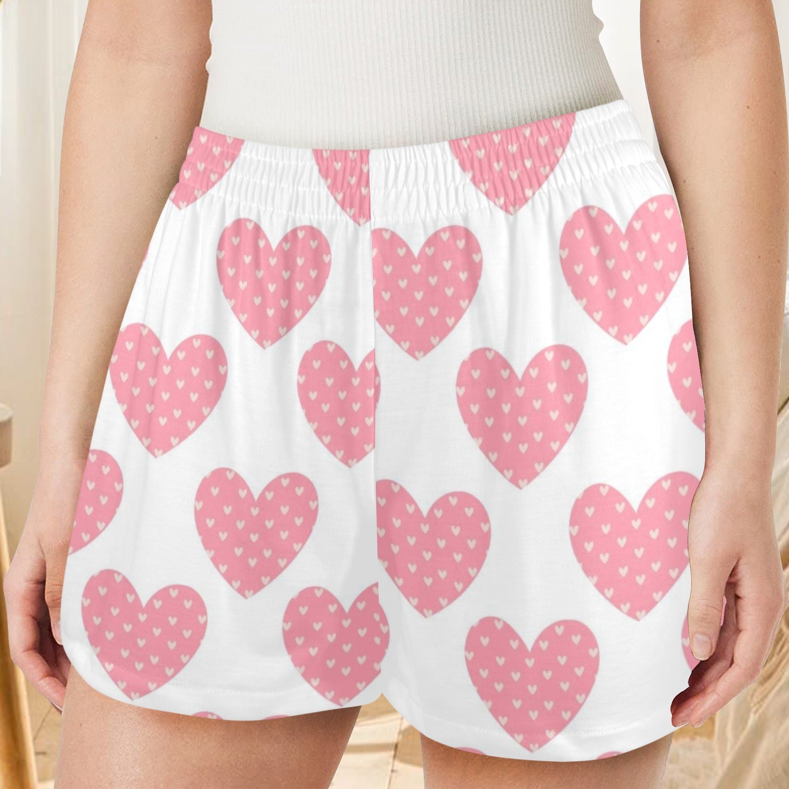 Pink Hearts Pajama Shorts