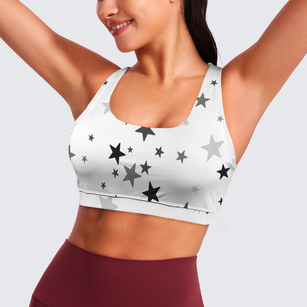 Gray Galaxy Crisscross Back Sports Bra