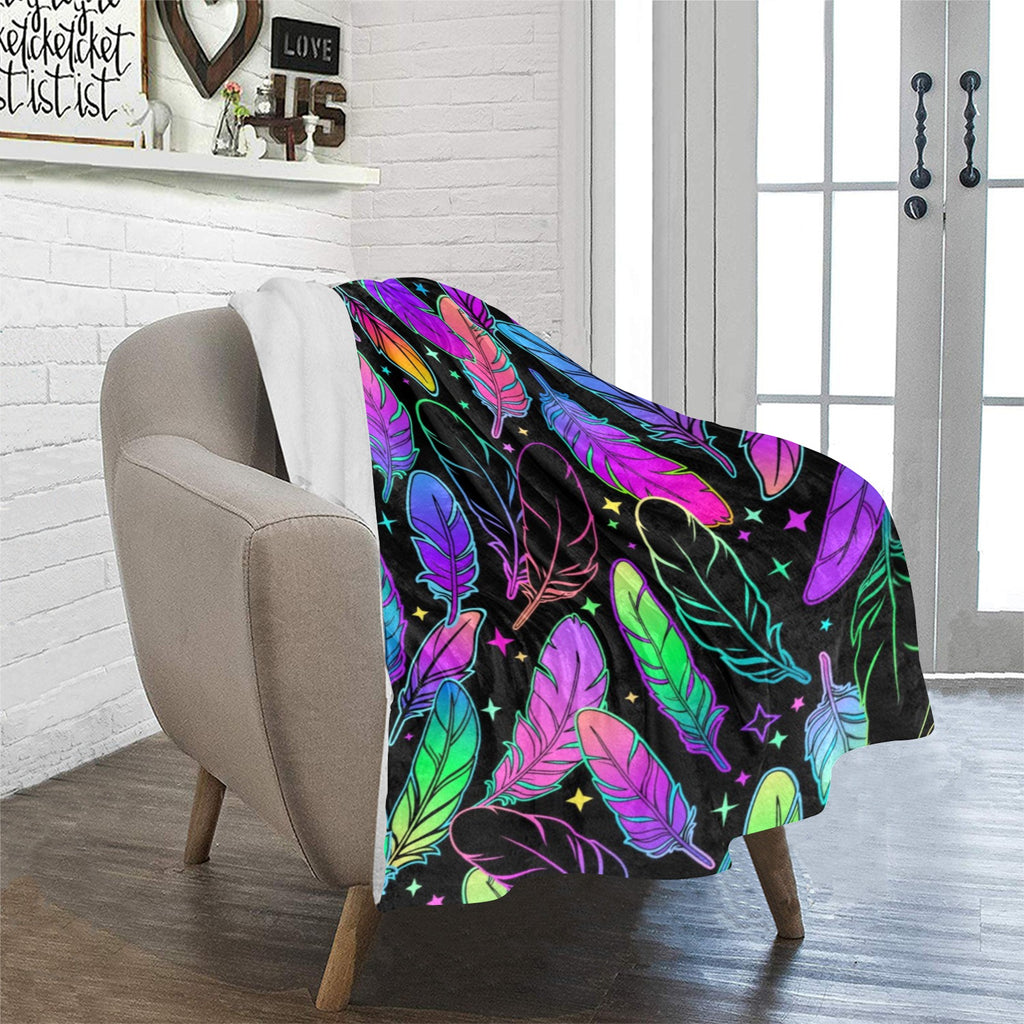 Neon Feathers Fleece Blanket 32"x48"