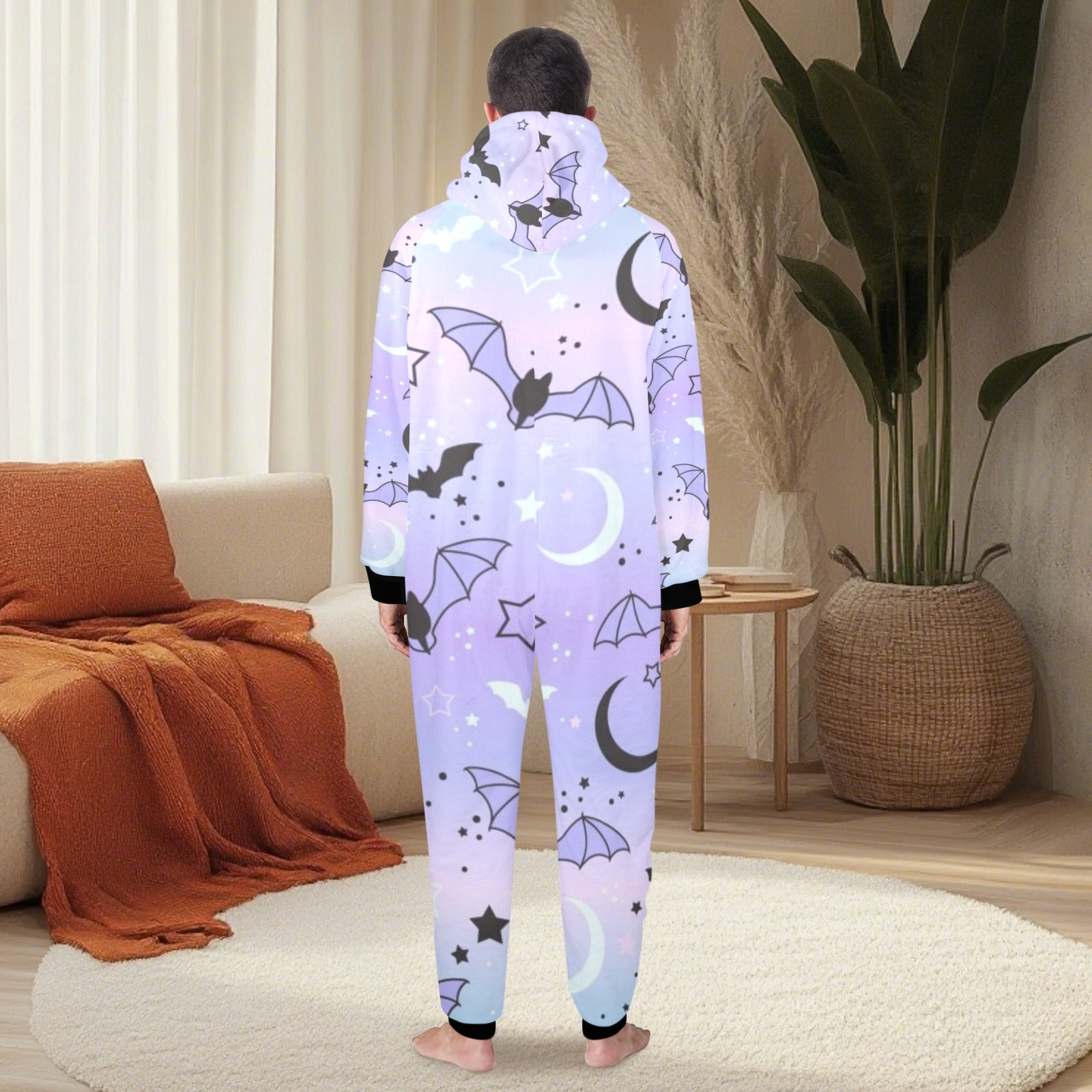 Bats And Stars Zipped One Piece Pajama